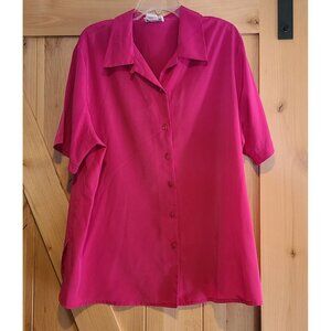 Vtg Jordan Shirt Womens Plus Size 2X Button Front 80s Career Pink Short Sleeve